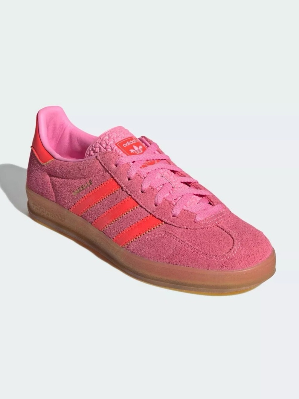 Adidas Gazelle indoor women’s sneakers in Beam Pink and Solar Red Size 8